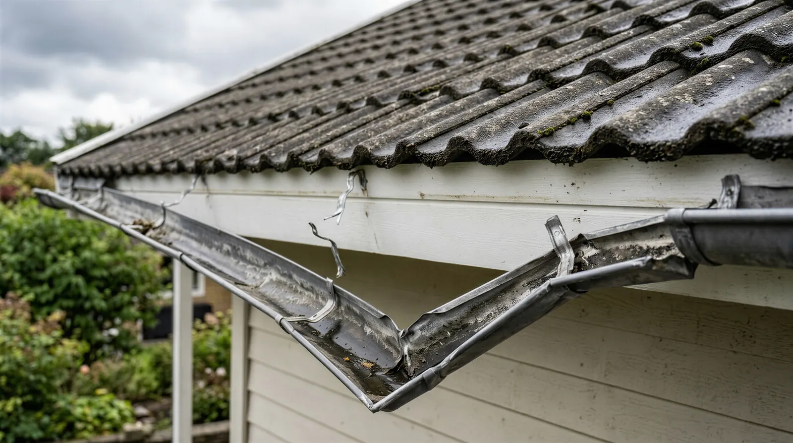 Gutter installation in Surrey, a sagging gutter pulling away from the fascia, a sign the run is due for replacement